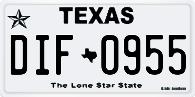 TX license plate DIF0955