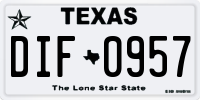 TX license plate DIF0957