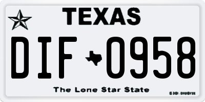 TX license plate DIF0958