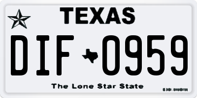 TX license plate DIF0959