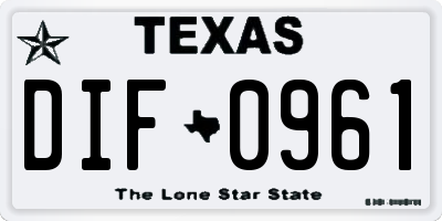 TX license plate DIF0961