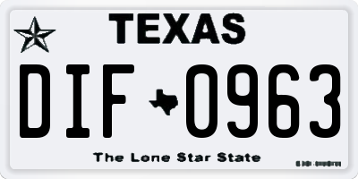 TX license plate DIF0963