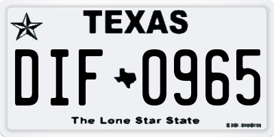 TX license plate DIF0965