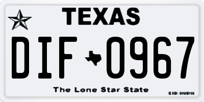 TX license plate DIF0967