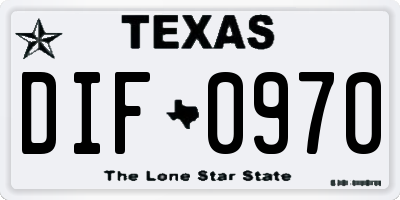 TX license plate DIF0970