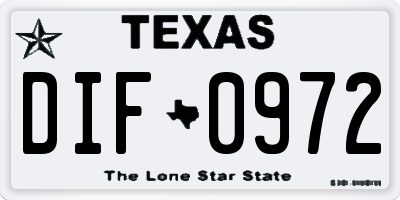 TX license plate DIF0972