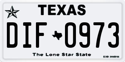 TX license plate DIF0973