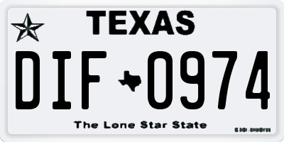 TX license plate DIF0974