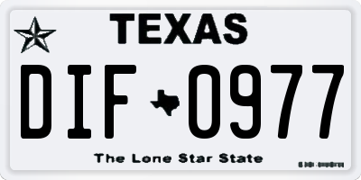TX license plate DIF0977