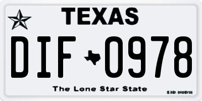 TX license plate DIF0978