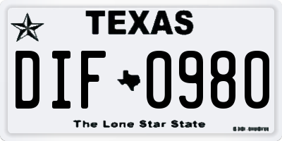 TX license plate DIF0980