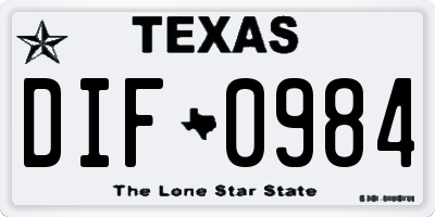 TX license plate DIF0984