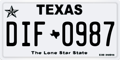 TX license plate DIF0987