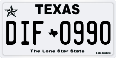 TX license plate DIF0990