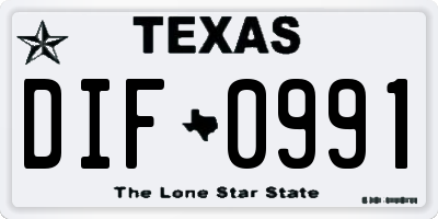 TX license plate DIF0991