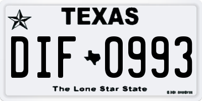 TX license plate DIF0993