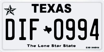 TX license plate DIF0994
