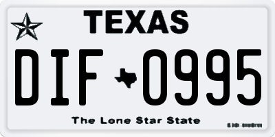 TX license plate DIF0995