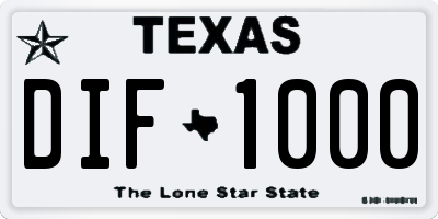 TX license plate DIF1000