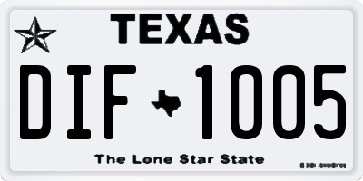 TX license plate DIF1005