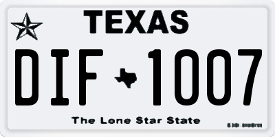TX license plate DIF1007