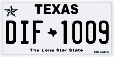 TX license plate DIF1009