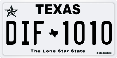 TX license plate DIF1010
