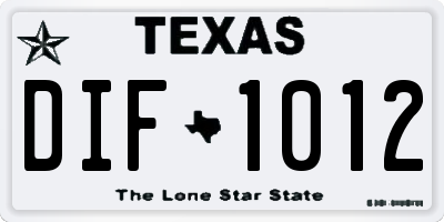 TX license plate DIF1012