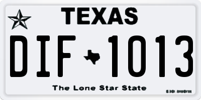 TX license plate DIF1013
