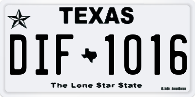 TX license plate DIF1016