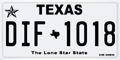 TX license plate DIF1018