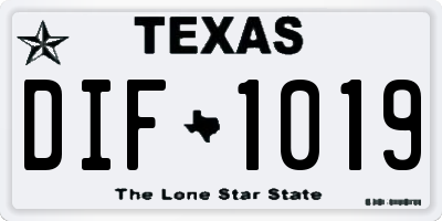 TX license plate DIF1019