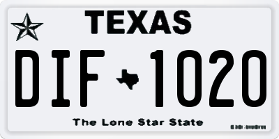 TX license plate DIF1020
