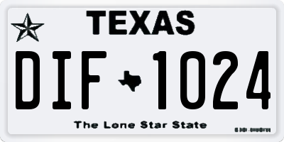 TX license plate DIF1024