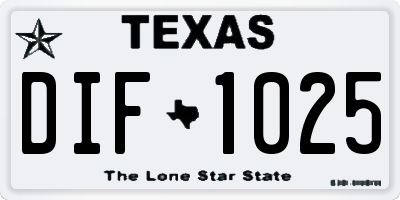 TX license plate DIF1025