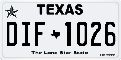 TX license plate DIF1026