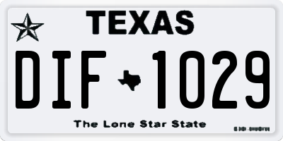 TX license plate DIF1029