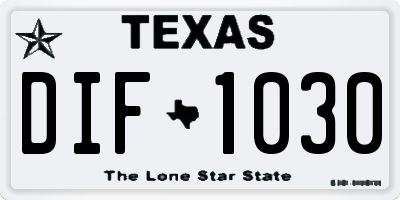 TX license plate DIF1030
