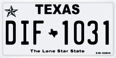TX license plate DIF1031