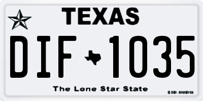 TX license plate DIF1035
