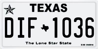 TX license plate DIF1036