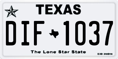 TX license plate DIF1037