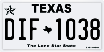 TX license plate DIF1038