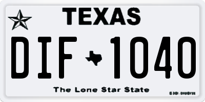 TX license plate DIF1040