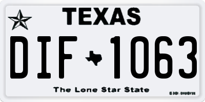TX license plate DIF1063