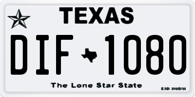 TX license plate DIF1080