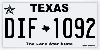 TX license plate DIF1092