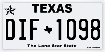 TX license plate DIF1098