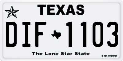 TX license plate DIF1103