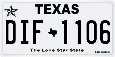 TX license plate DIF1106